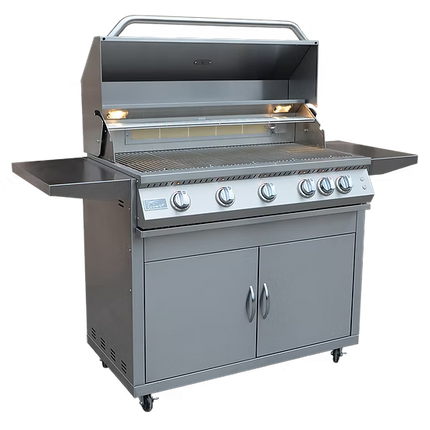 Professional 5 Burner 40 Inch Cart Model BBQ Grill With Lights & Locking Casters