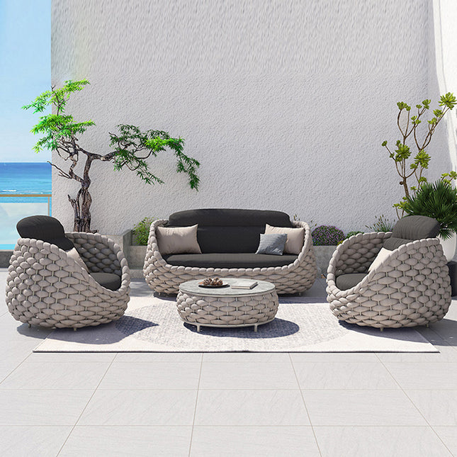 Nordic Design Patio Garden Sofa Waterproof Woven Rattan Sofa Leisure Outdoor Furniture Set